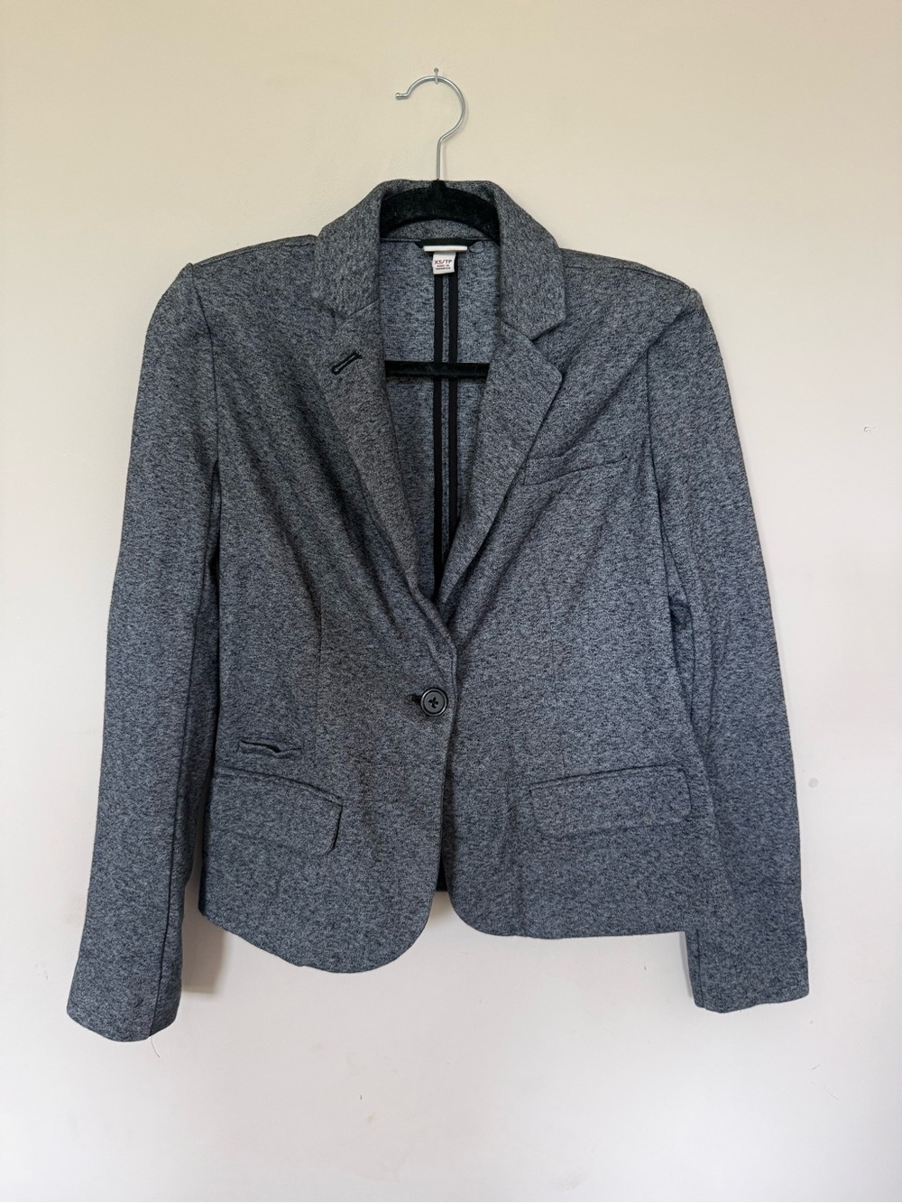 Merona Heather Gray Knit Blazer Women’s XS One Button Career Workwear